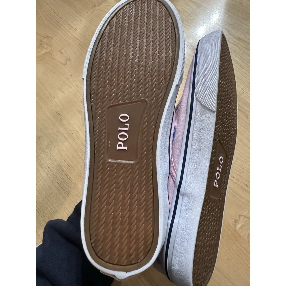 POLO RALPH LAUREN THOMPSON SLIP ON MEN SNEAKERS PONY Pink CANVAS SIZE 10D